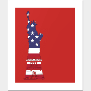 Statue of Liberty in American Flag - USA Flag T Shirt Posters and Art